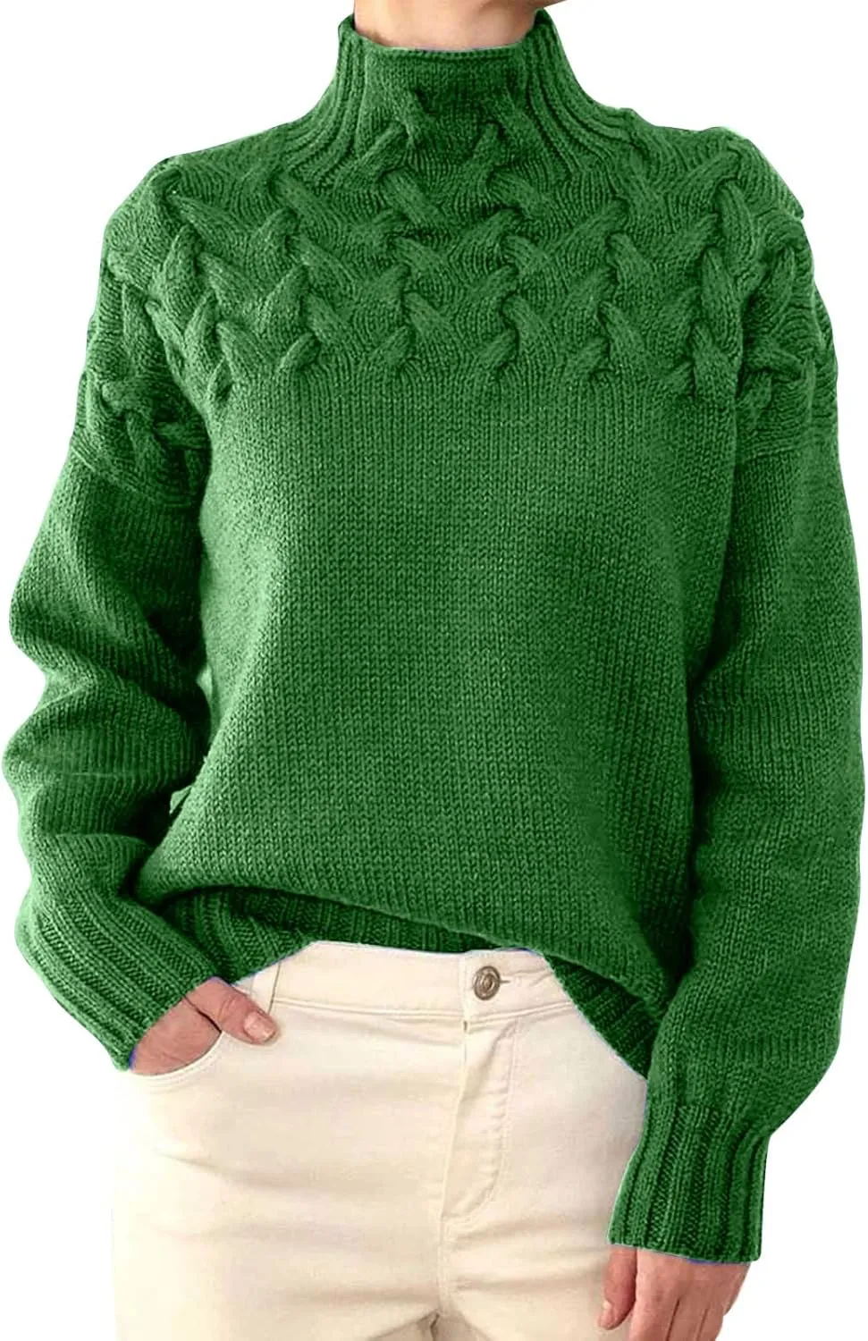 Womens Sweaters Turtleneck Color Block Long Sleeve Knitwear 2024 Fall Classic Oversized Pullover Sweaters Jumper Tops