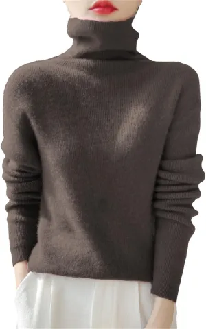 Womens Turtleneck Cashmere Sweater Long Sleeve Crewneck Knitted Pullover Casual Lightweight Y2k Dressy Sweaters Tops