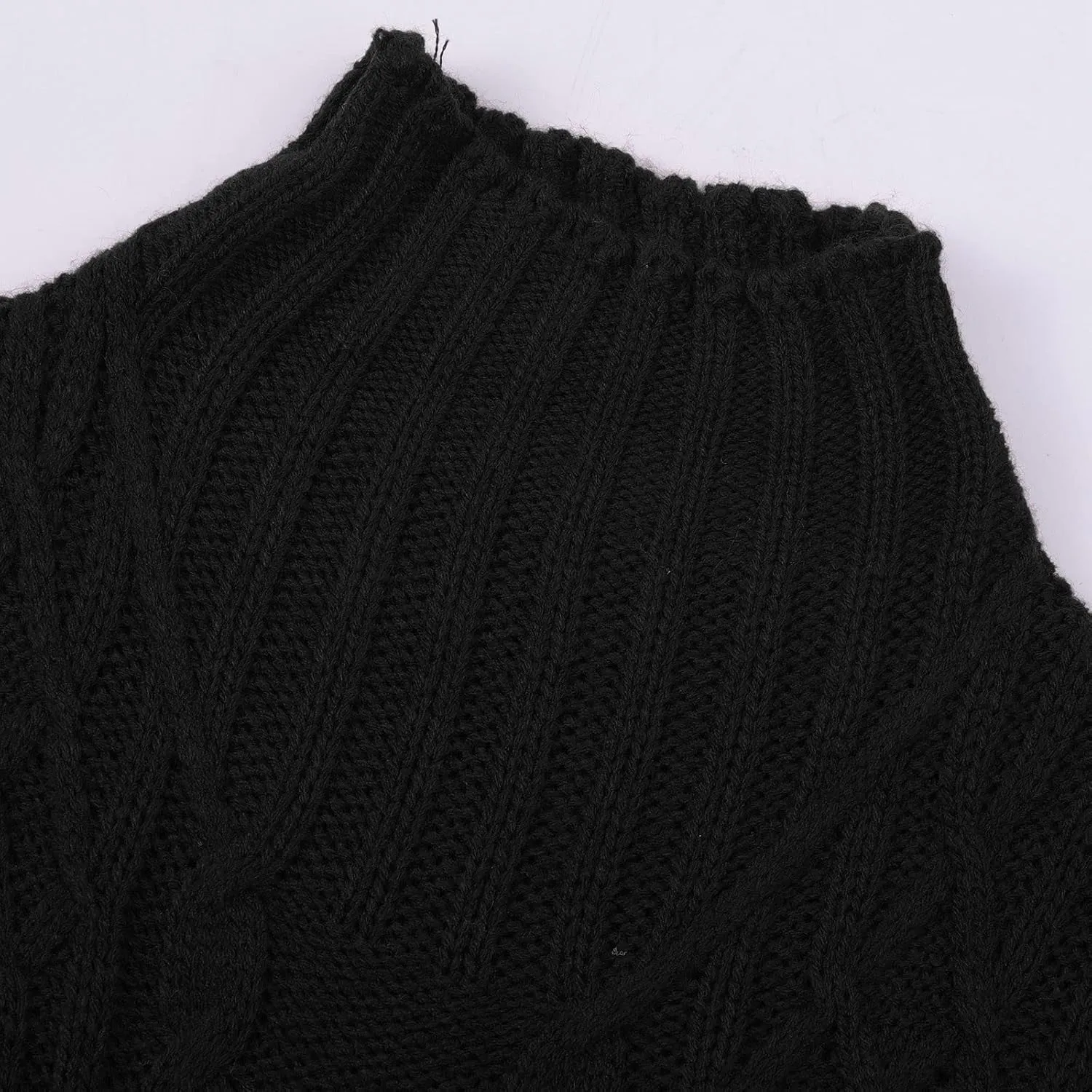 Womens Turtleneck Long Sleeve Sweaters 2024 Trendy Casual Pullover Tops Cable Ribbed Knit Sweater Fall Outfits