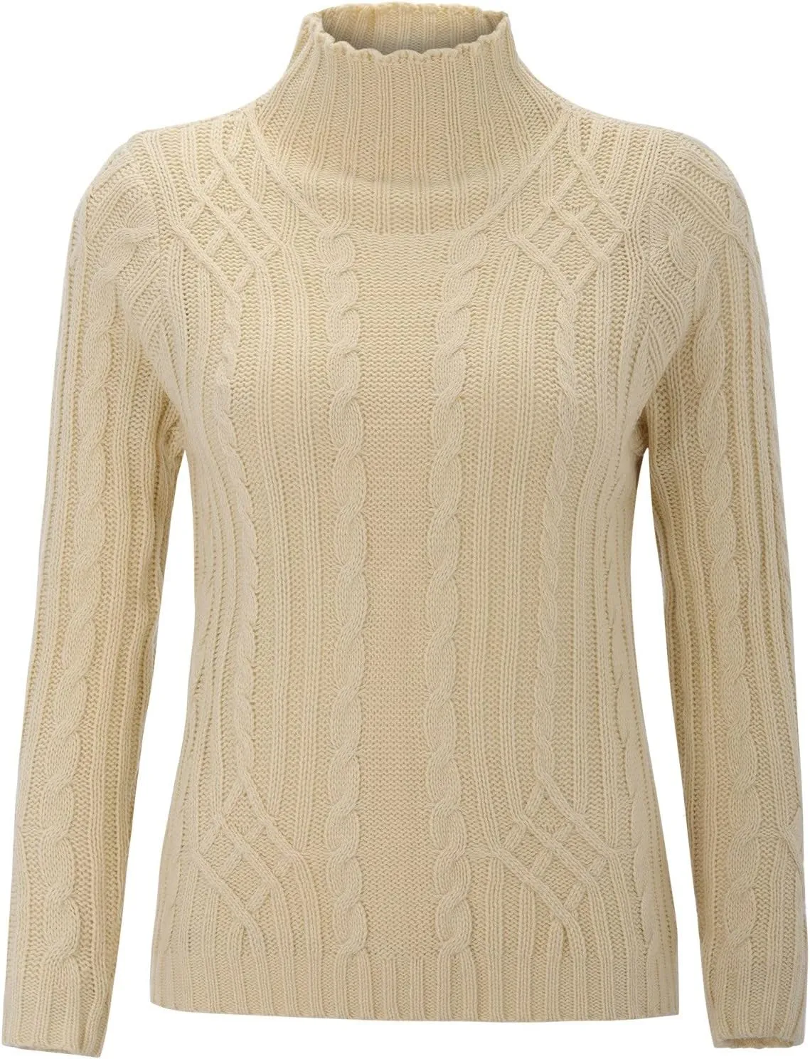 Womens Turtleneck Long Sleeve Sweaters 2024 Trendy Casual Pullover Tops Cable Ribbed Knit Sweater Fall Outfits