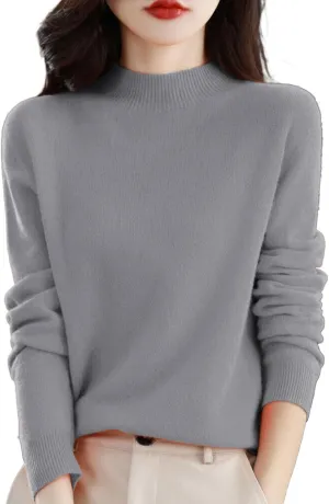 Womens Turtleneck Oversized Sweater Women's Autumn and Winter Short Pullover Solid Color Loose Sweater Thickened