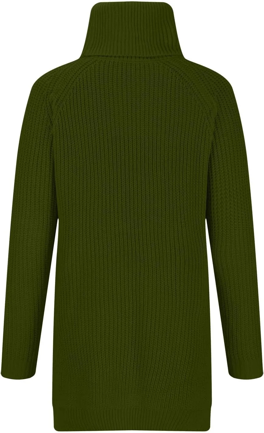 Women's Turtleneck Oversized Sweaters Casual Long Sleeve Ribbed Knitted Jumper Tops Cozy Warm Pullover Sweater
