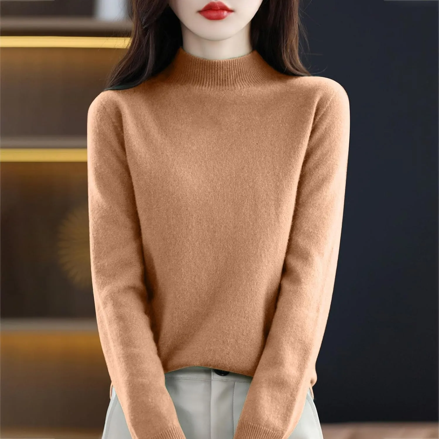 Womens Turtleneck Oversized Sweaters Loose Large Size Thick Knitted Sweater Bottom Shirt Women's Sweaters Fall
