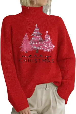Womens Turtleneck Sweater 2024 Trendy Clothes Oversized Knitted Pullover Casual Trendy Basic Loose Daily Jumper Top