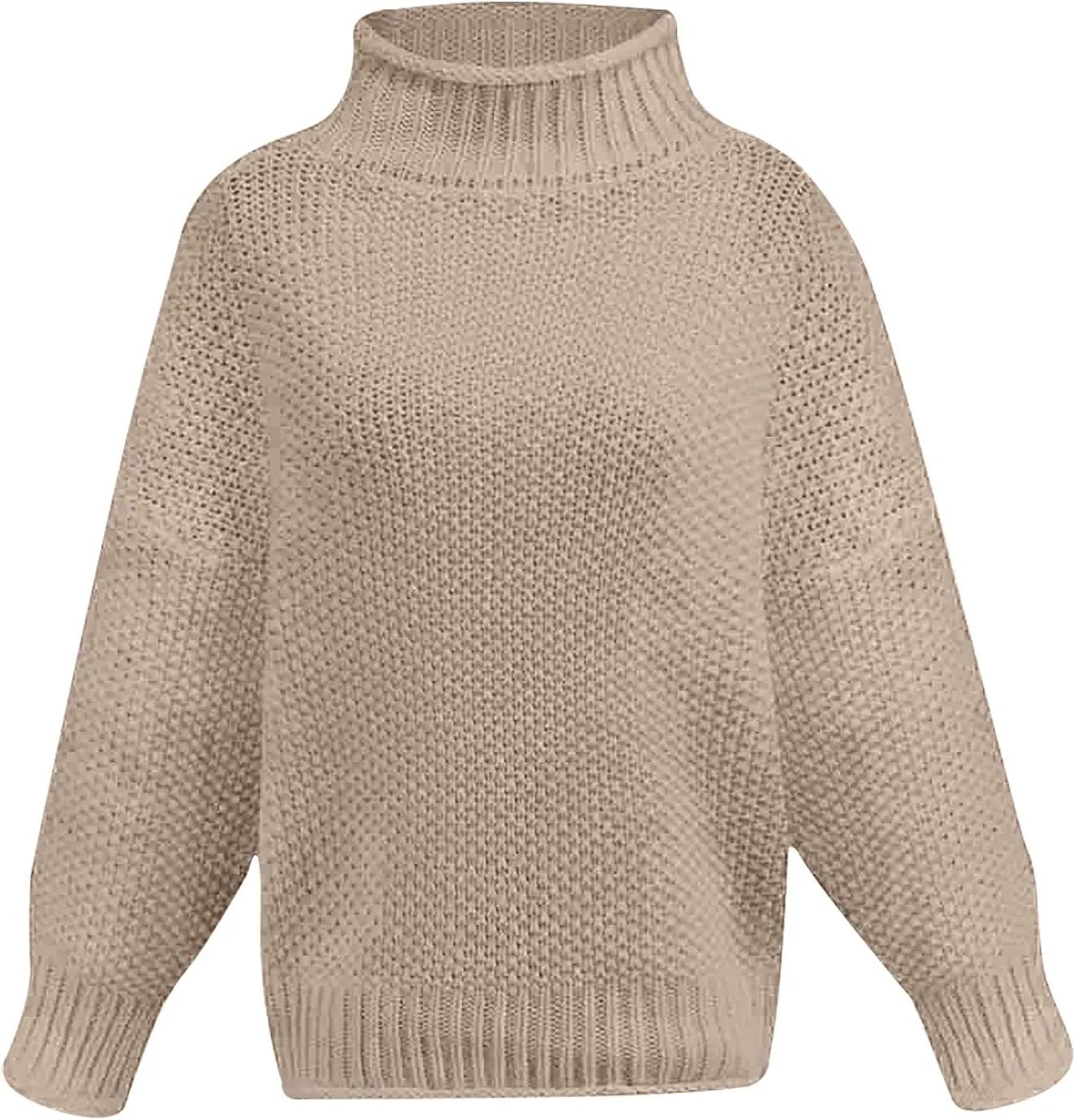 Womens Turtleneck Sweater Long Sleeve Knitted Sweater Winter Fashion Sweaters Casual Oversized Sweater Blouse
