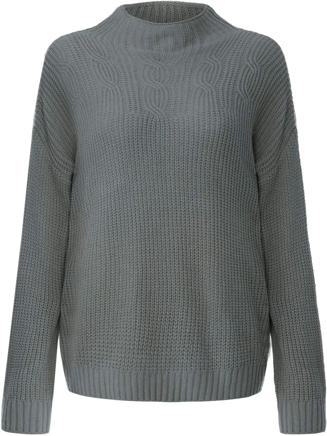 Womens Turtleneck Sweater Long Sleeve Solid Color Sweater Casual Trendy Sweater Regular Fit Sweats Knitted Sweater