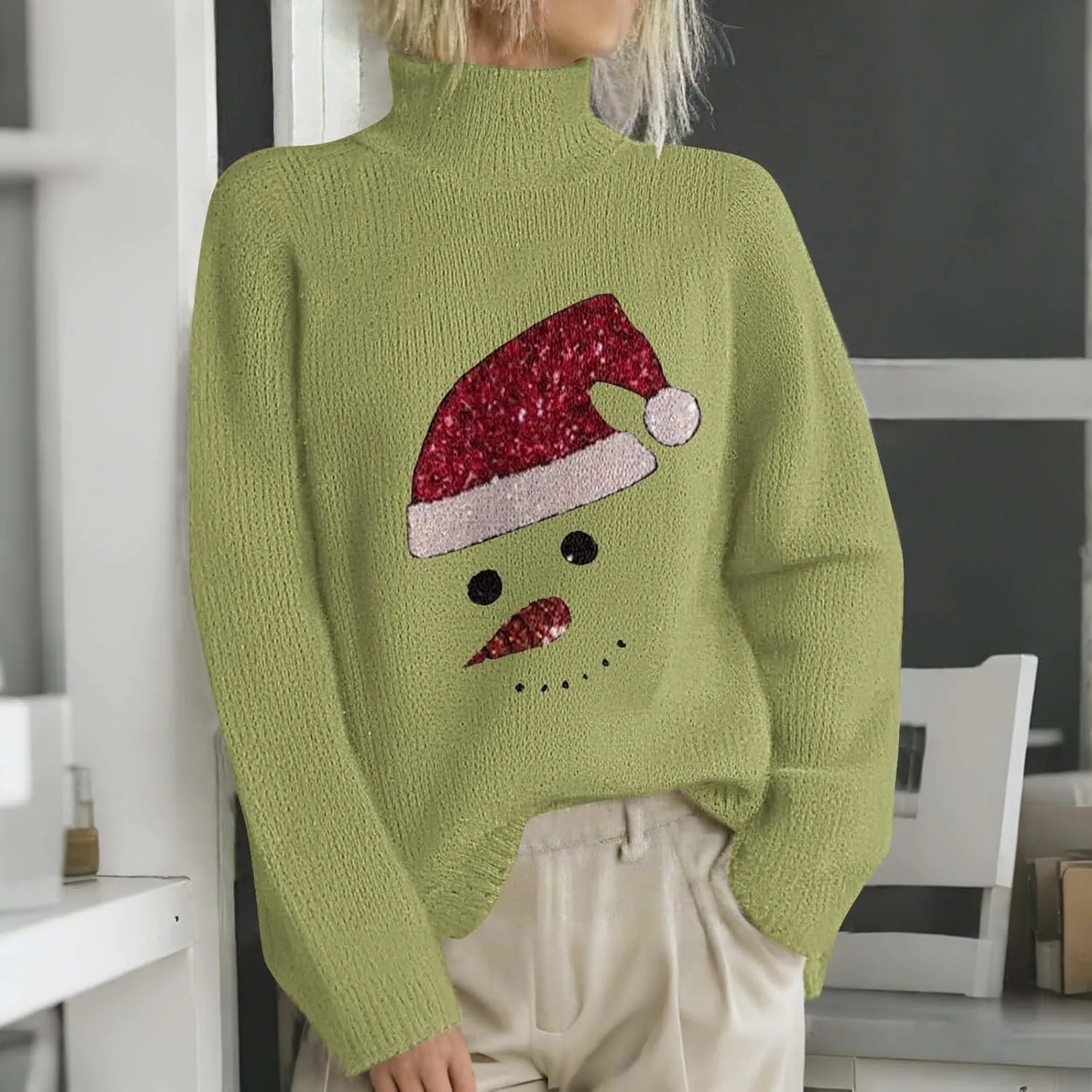 Womens Turtleneck Sweater Oversized Long Sleeve Blouse Classic Casual Jumper Turtle Neck Fall Winter Basic Knit Top
