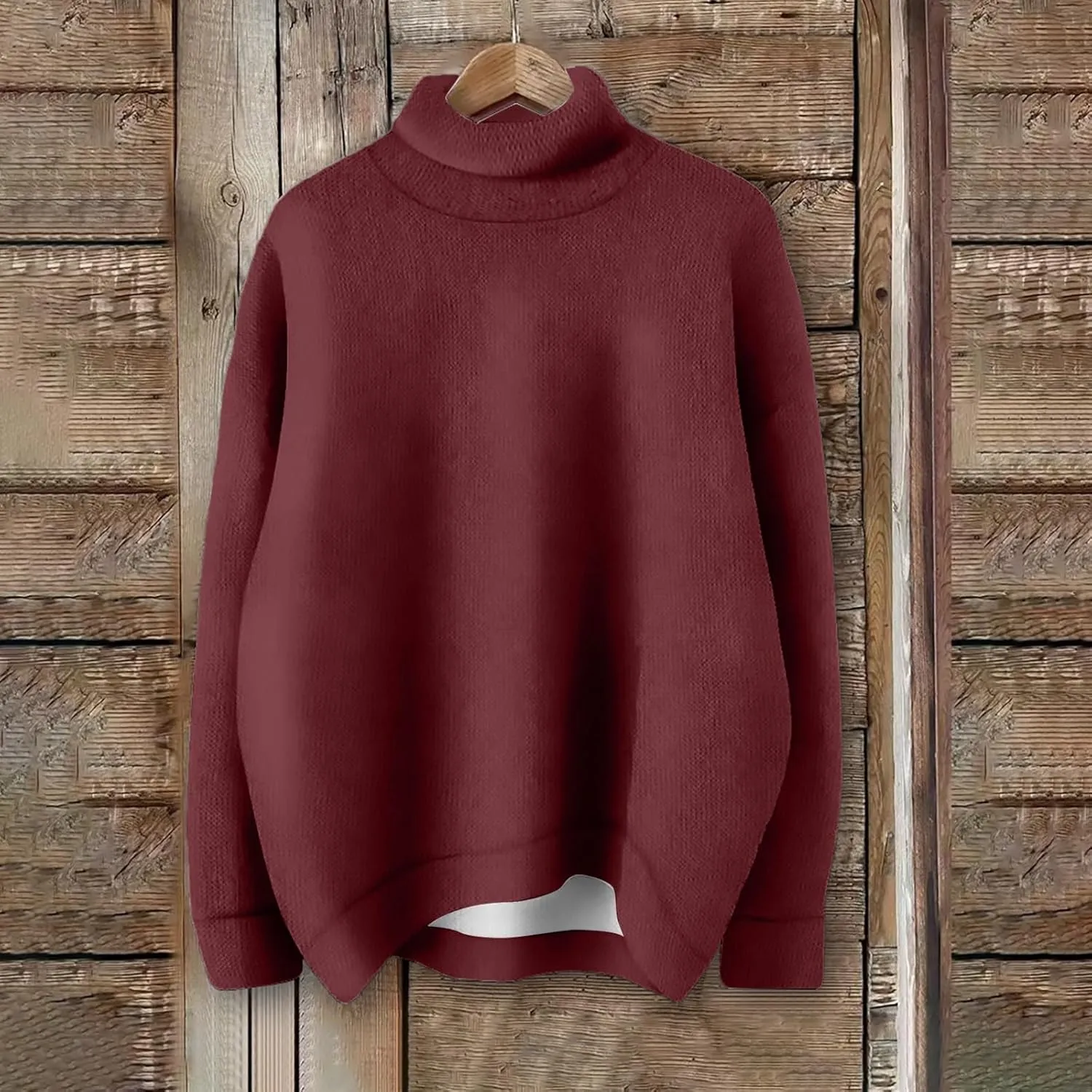 Womens Turtleneck Sweater Oversized Long Sleeve Ribbed Turtle Neck Blouse Fall Winter Basic Layering Knit Top