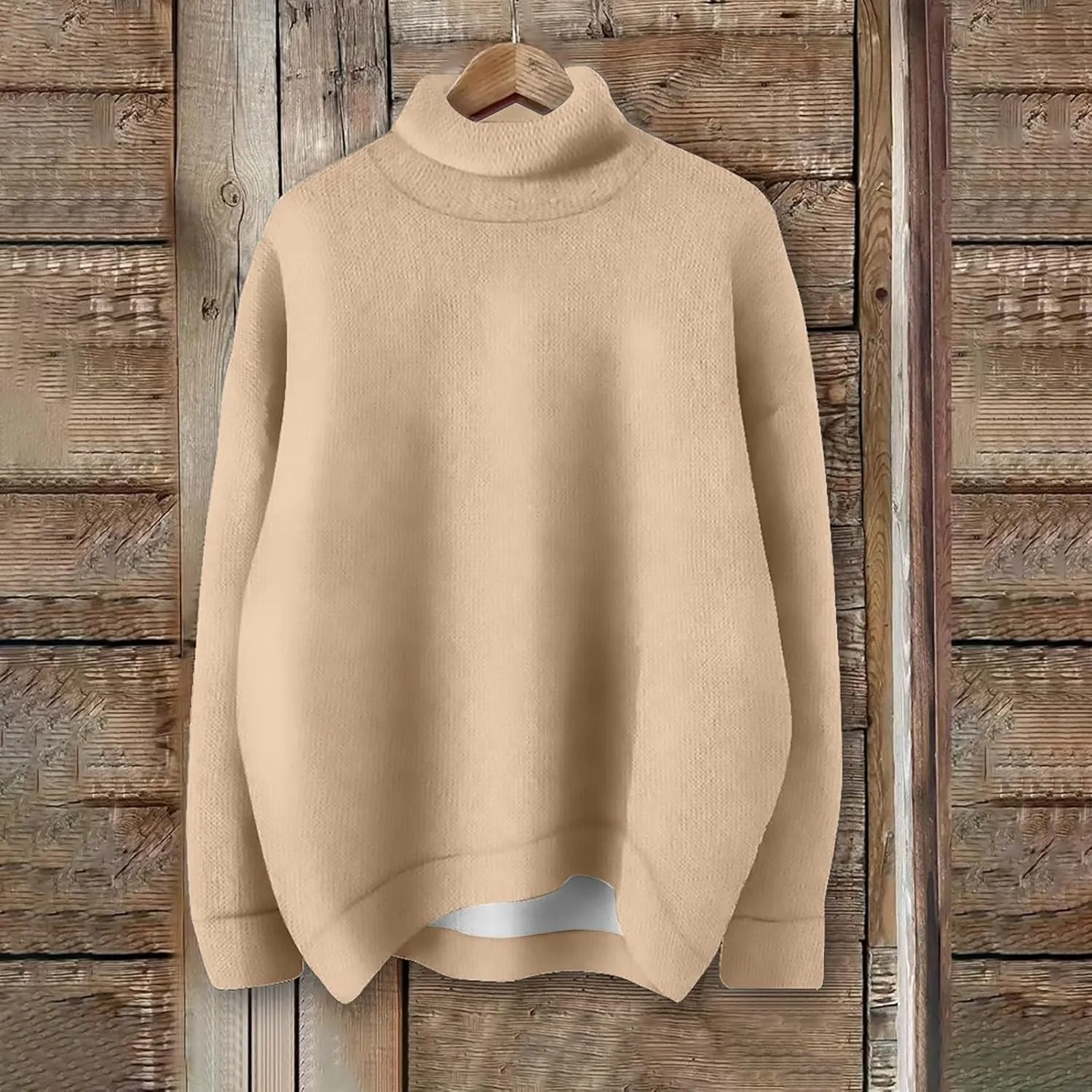 Womens Turtleneck Sweater Oversized Long Sleeve Ribbed Turtle Neck Blouse Fall Winter Basic Layering Knit Top
