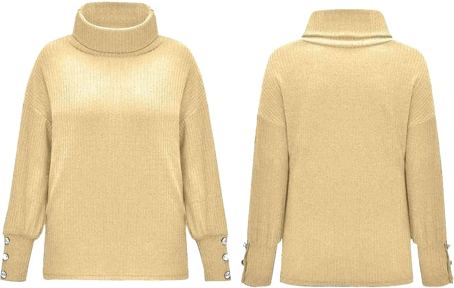 Womens Turtleneck Sweaters Long Sleeve Solid Color Sweater Fashion Sweaters 2024 Trendy Chunky Knit Sweater Blouse