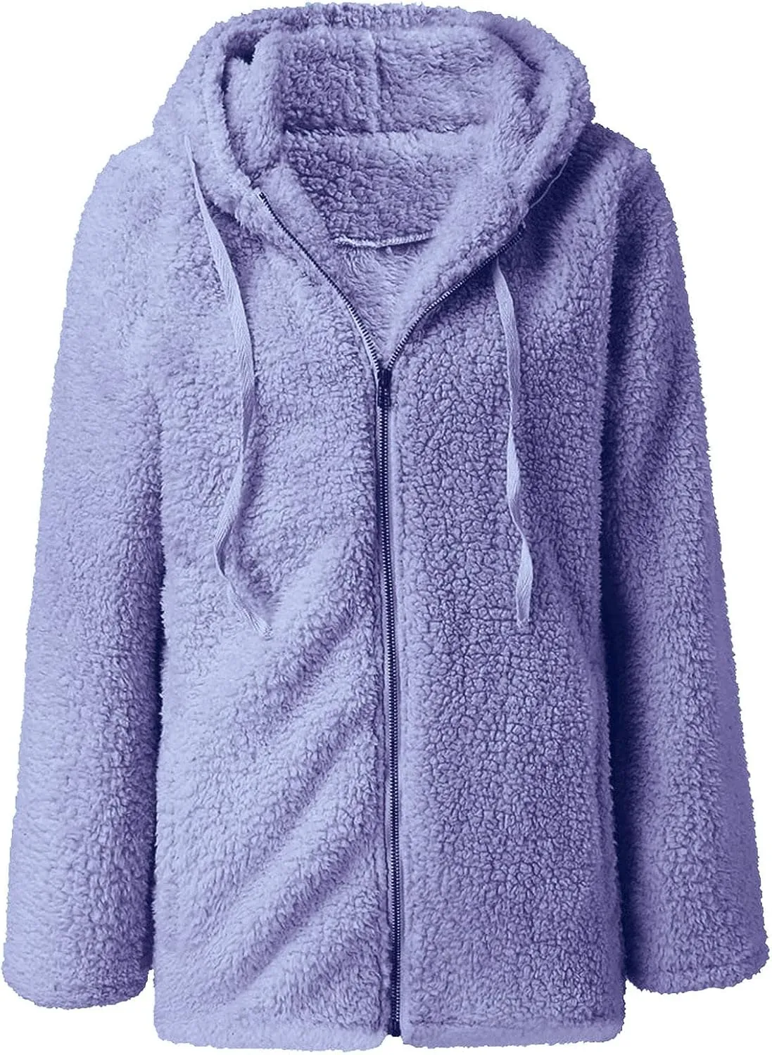 Womens Warm Coats 2025 Winter Fleece Teddy Sherpa Jacket Trendy Full Zip Up Hoodies with Pockets Soft Outerwear