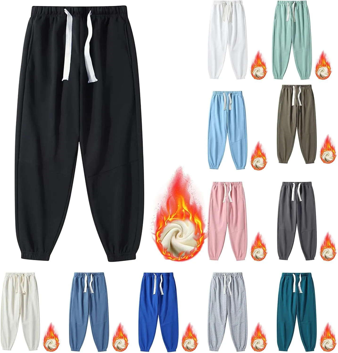 Womens Warm Sherpa Lined Sweatpants Cinch Bottom Athletic Jogger Casul Baggy Fleece Pants
