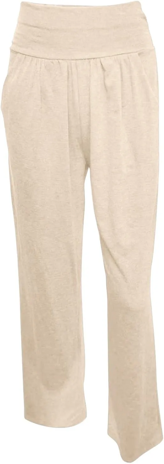 Women's Yoga Jogging Long Pants Casual Wide Straight Leg Loose Fit Bottoms High Waisted Elastic Athletic Workout Trousers