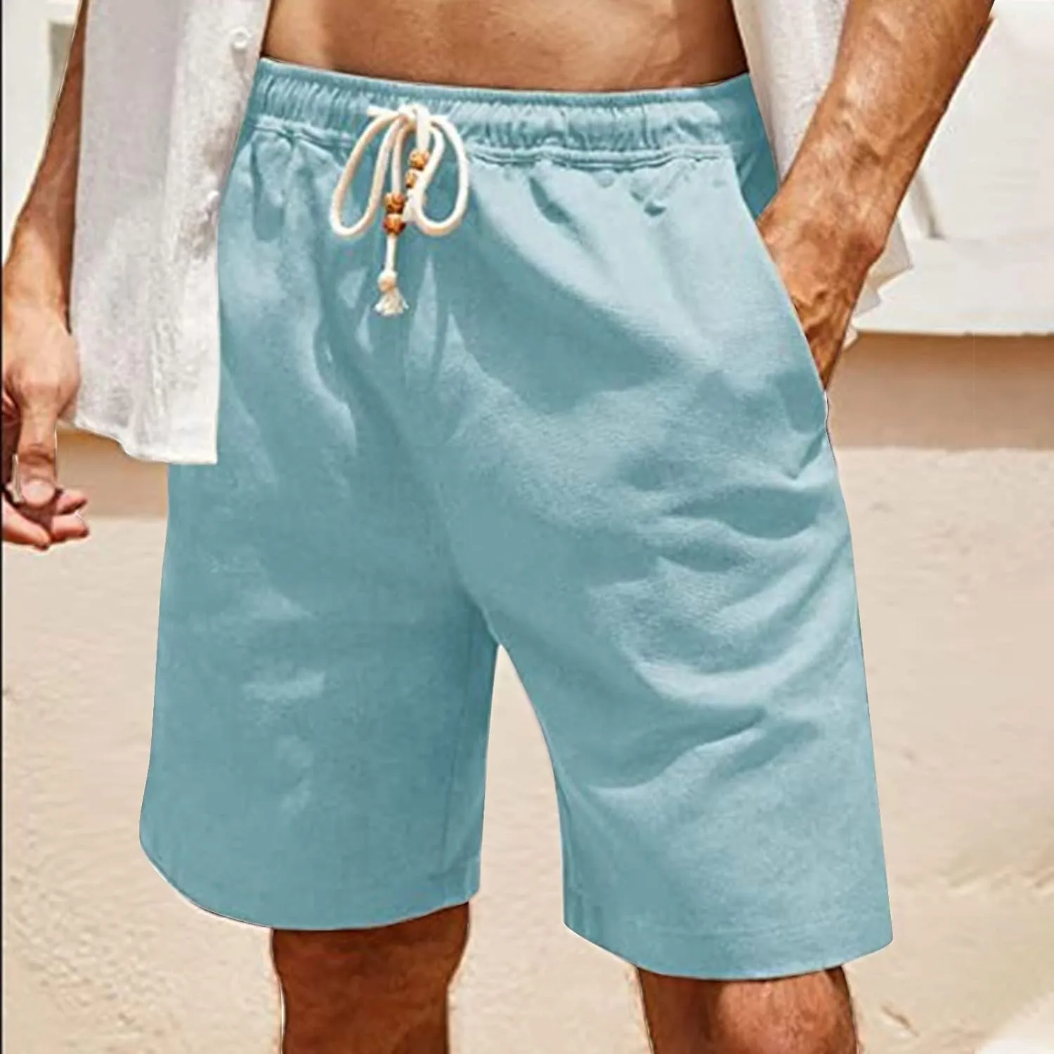 Workout Shorts Men Casual Hiking Shorts Lightweight Beach Shorts Summer Vacation Elastic Waist Lounge Shorts