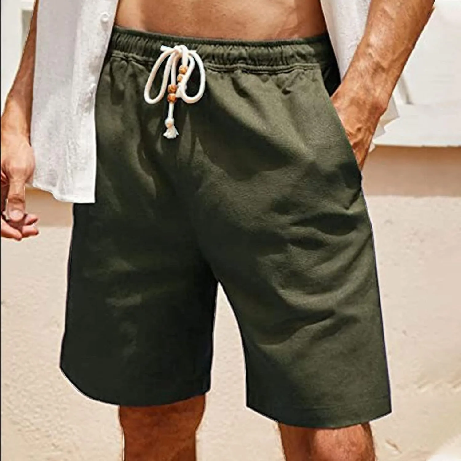 Workout Shorts Men Casual Hiking Shorts Lightweight Beach Shorts Summer Vacation Elastic Waist Lounge Shorts