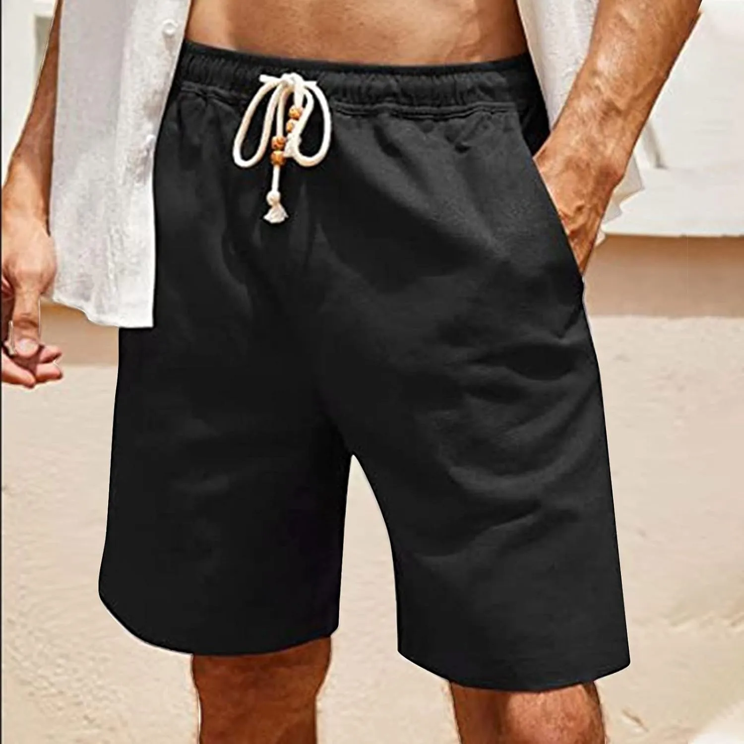 Workout Shorts Men Casual Hiking Shorts Lightweight Beach Shorts Summer Vacation Elastic Waist Lounge Shorts