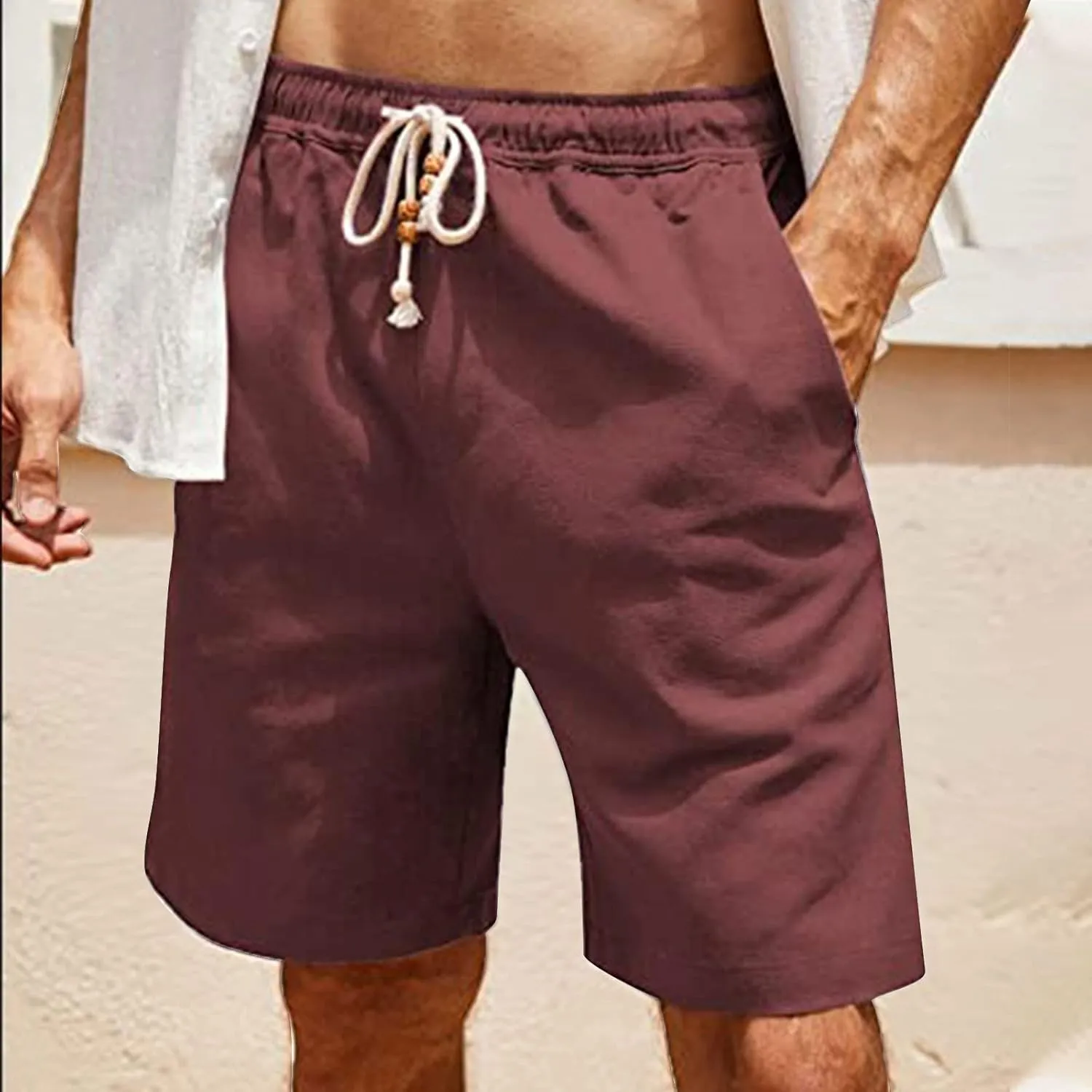 Workout Shorts Men Casual Hiking Shorts Lightweight Beach Shorts Summer Vacation Elastic Waist Lounge Shorts