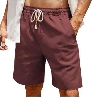 Workout Shorts Men Casual Hiking Shorts Lightweight Beach Shorts Summer Vacation Elastic Waist Lounge Shorts
