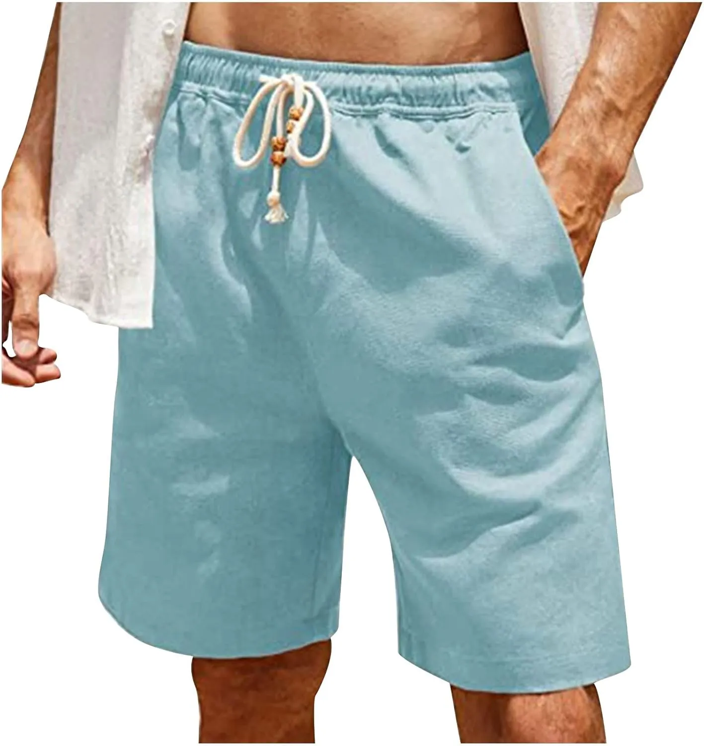 Workout Shorts Men Casual Hiking Shorts Lightweight Beach Shorts Summer Vacation Elastic Waist Lounge Shorts
