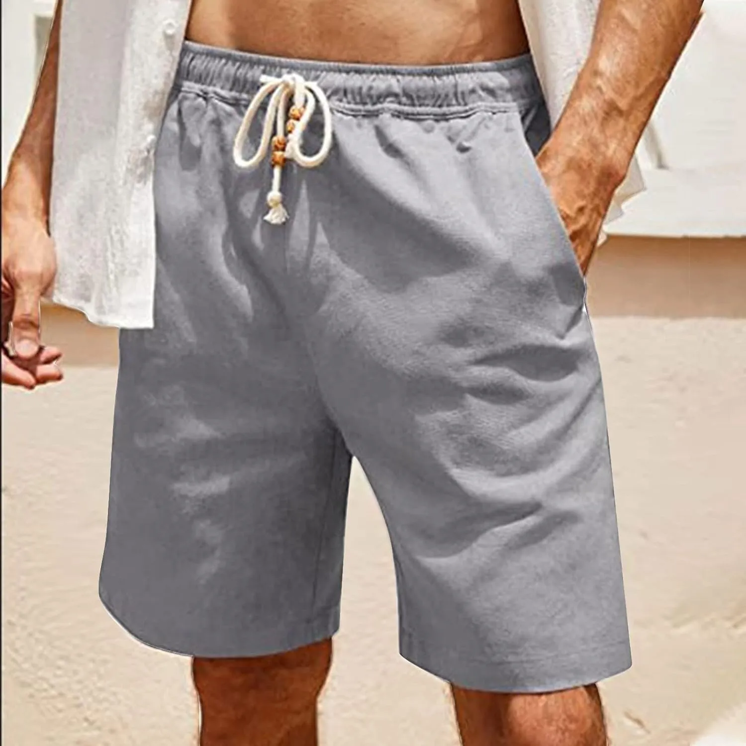Workout Shorts Men Casual Hiking Shorts Lightweight Beach Shorts Summer Vacation Elastic Waist Lounge Shorts