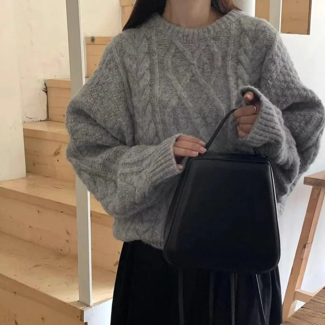 XPONNI Cable Knit Sweater Chunky Sweater Women Oversized Sweaters Y2k Long Sleeve Pullover Winter Fall Sweater Trendy 2024