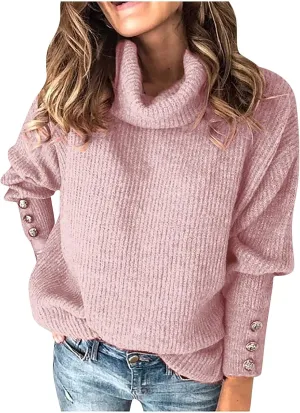 XUNRYAN Women's Winter Warm Sweaters Oversized Turtleneck Chunky Pullover Cowl Neck Long Sleeve Slouchy Loose Knit Sweaters