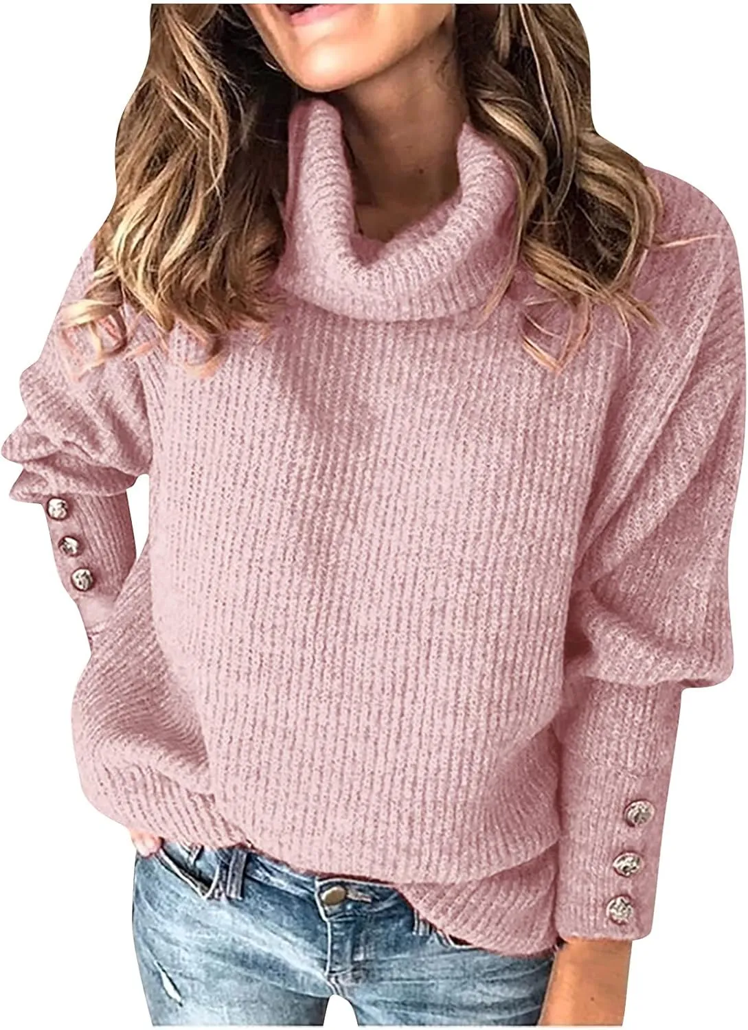 XUNRYAN Women's Winter Warm Sweaters Oversized Turtleneck Chunky Pullover Cowl Neck Long Sleeve Slouchy Loose Knit Sweaters