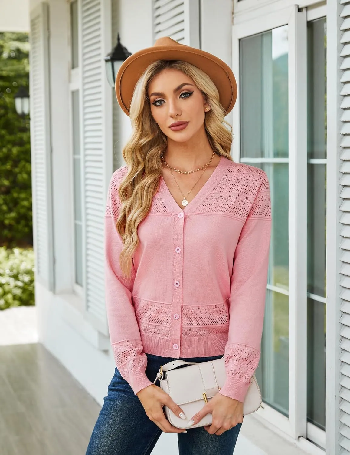 Yekaty Womens 2025 Lightweight Cropped Cardigan Sweaters Button Long Sleeve Shrugs for Dress Open Front Spring Jackets