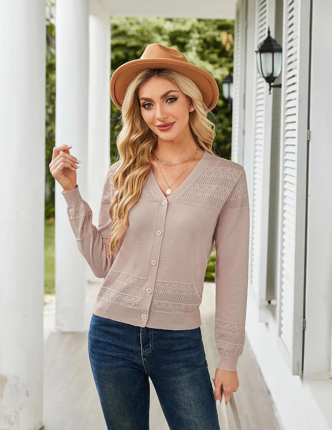 Yekaty Womens 2025 Lightweight Cropped Cardigan Sweaters Button Long Sleeve Shrugs for Dress Open Front Spring Jackets