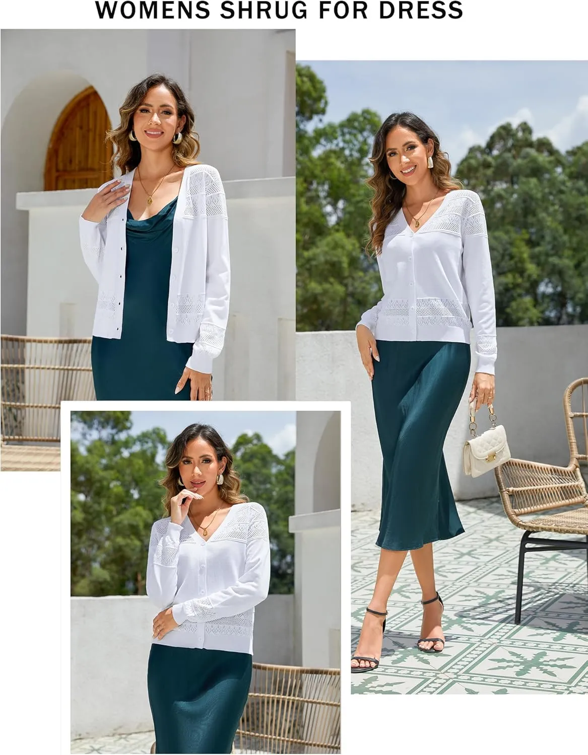 Yekaty Womens 2025 Lightweight Cropped Cardigan Sweaters Button Long Sleeve Shrugs for Dress Open Front Spring Jackets