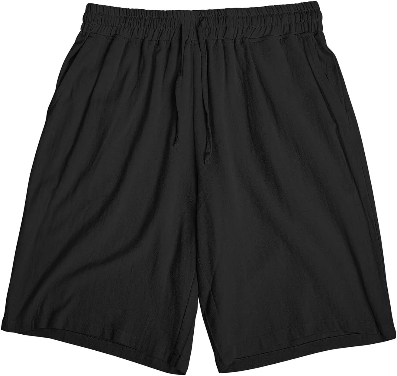 Zeiyignr Men's Cotton Linen Shorts Casual Elastic Waist Drawstring Summer Beach Shorts Solid Bermuda Shorts Athletic Shorts