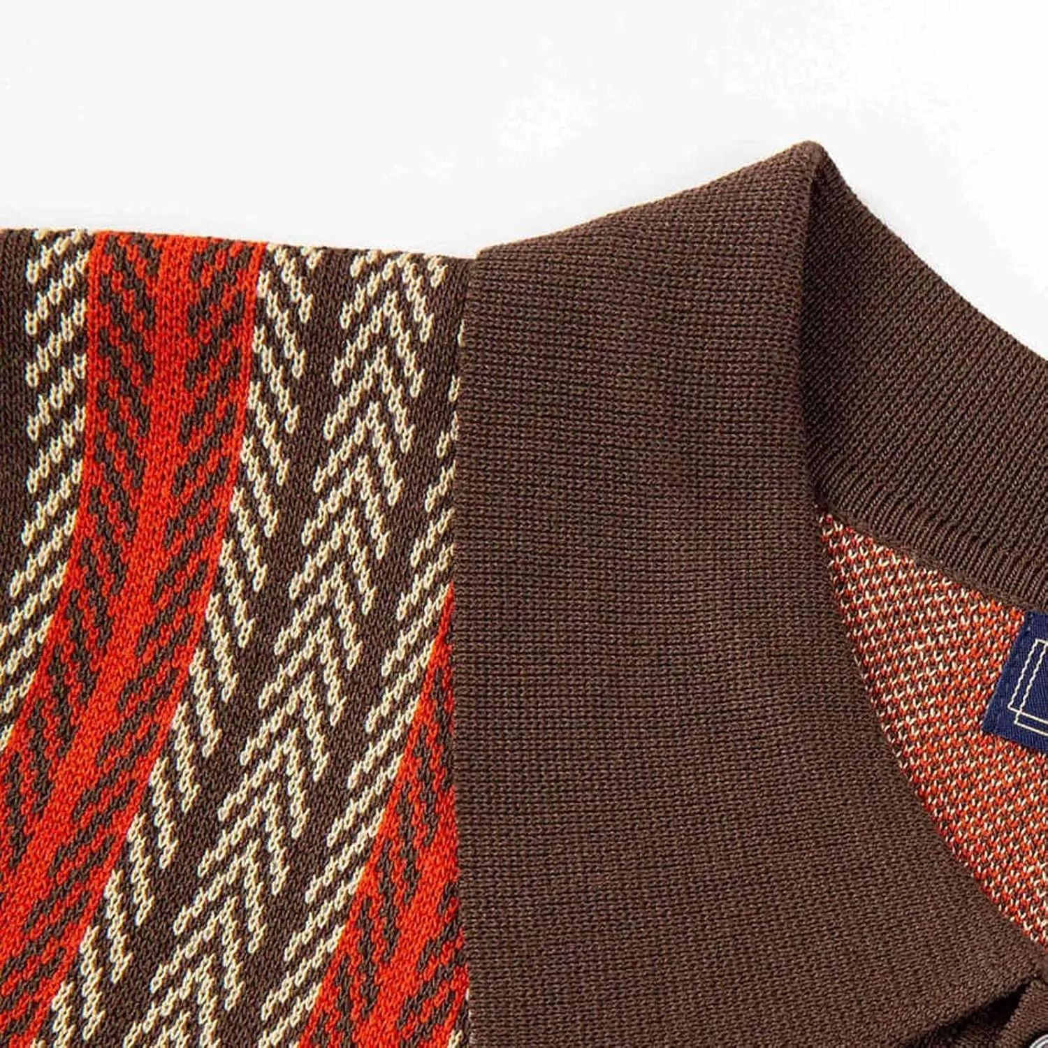 Zeiyignr Men's Polo Shirts Retro Knit Shirt 70s Vintage Striped Shirt Short Sleeve Button Down Shirt Casual Cardigan Sweater