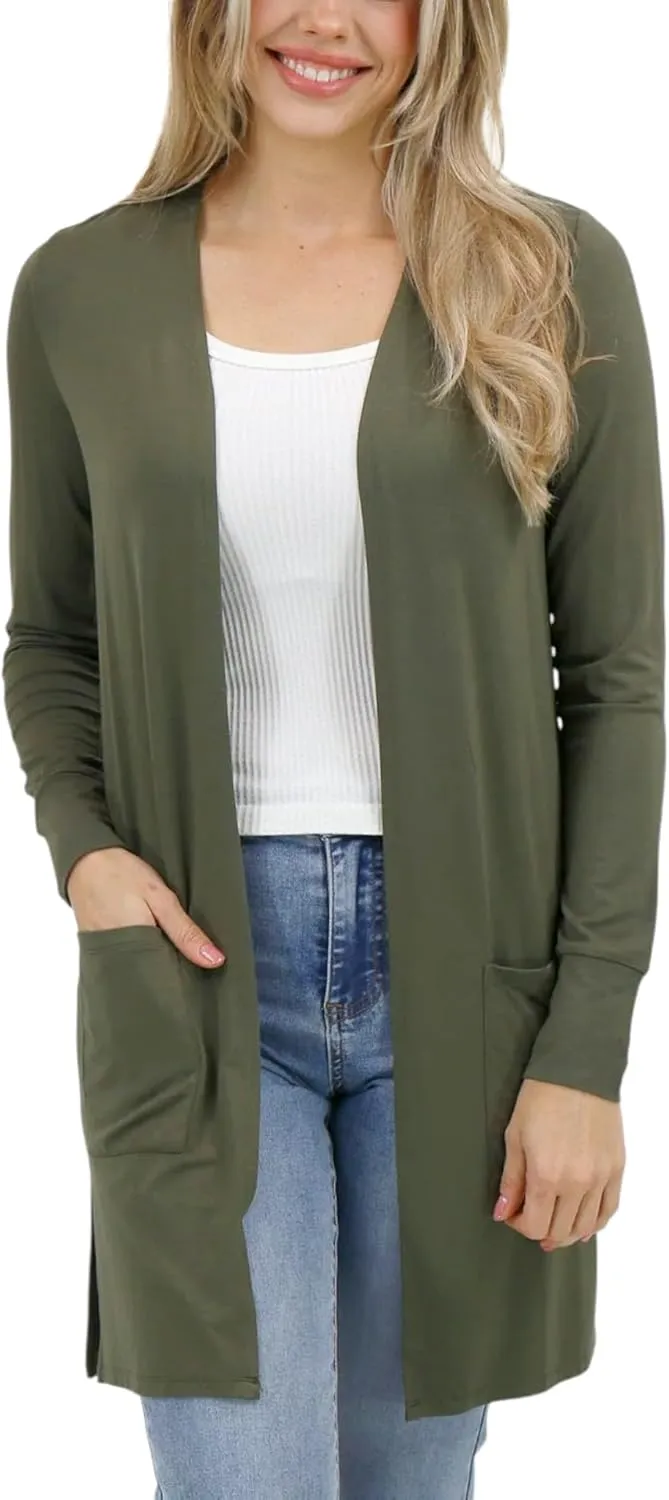 Zenana Jenni Longline Slouchy Pocket Open Cardigan