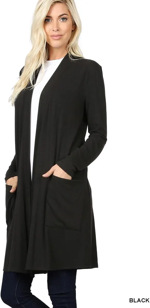 Zenana Jenni Longline Slouchy Pocket Open Cardigan