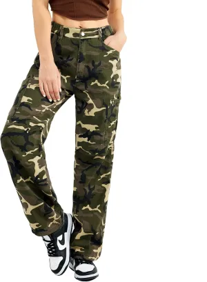 Znyeth Cargo Pants Women Cotton Wide Leg Casual Hiking Military Army Combat Work Pants with 8 Pockets