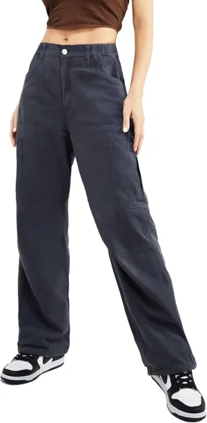 Znyeth Cargo Pants Women Cotton Wide Leg Casual Hiking Military Army Combat Work Pants with 8 Pockets
