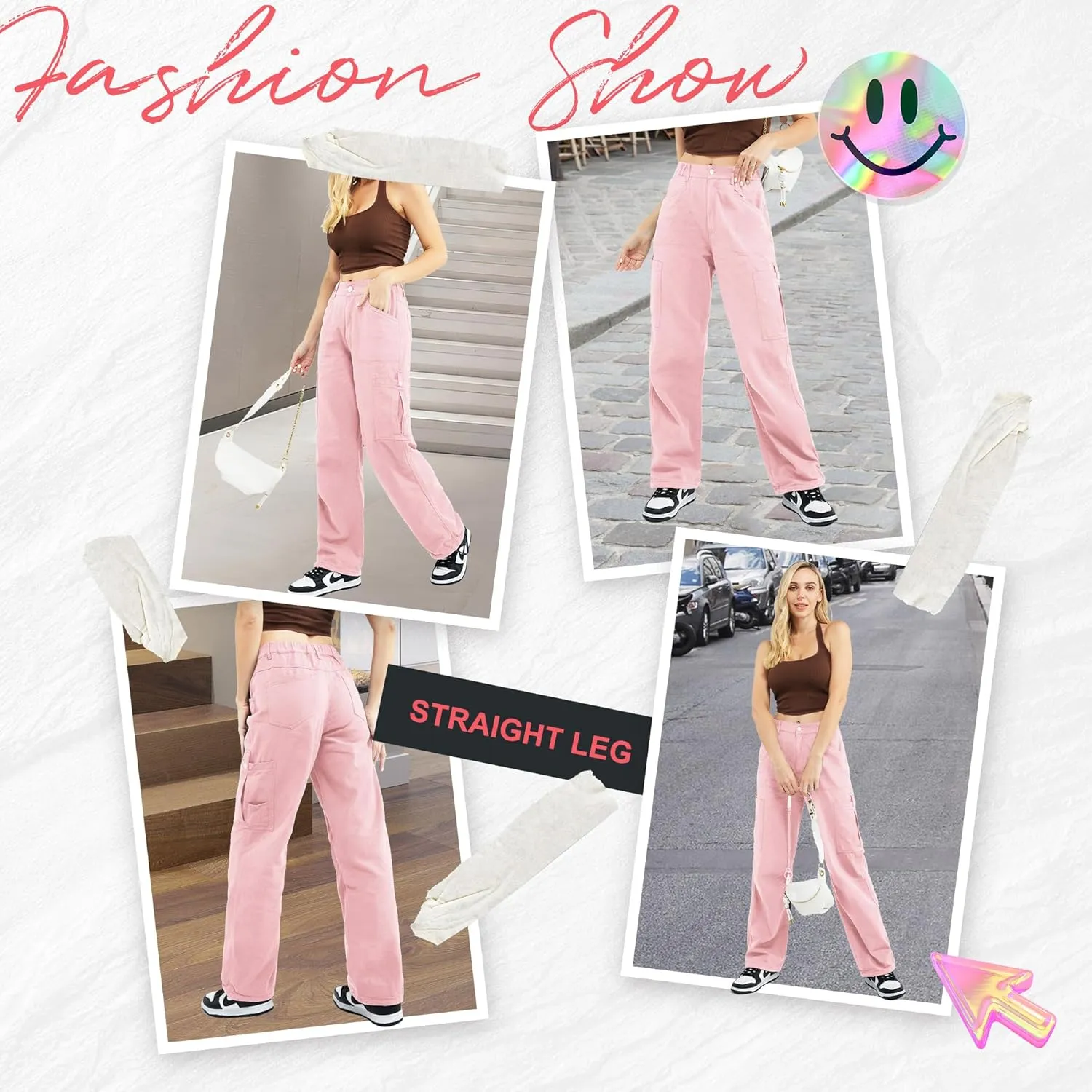 Znyeth Cargo Pants Women Cotton Wide Leg Casual Hiking Military Army Combat Work Pants with 8 Pockets