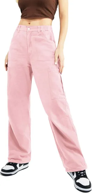 Znyeth Cargo Pants Women Cotton Wide Leg Casual Hiking Military Army Combat Work Pants with 8 Pockets
