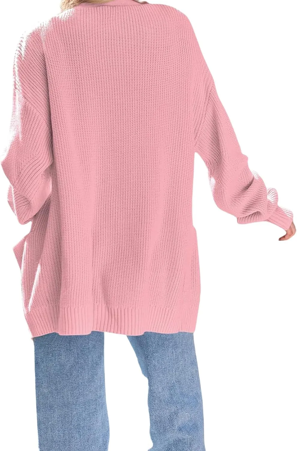 ZWRXW Knitted Cardigans for Women Oversized Long Sleeve Ribbed Cardigan Sweater Open Front Chunky Jumper Outwear with Pockets